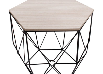 Salontafel | Salontafel Hexagoon | Bijzettafel | 1 Stuk | 38,5 cm | Zwart/Licht Hout