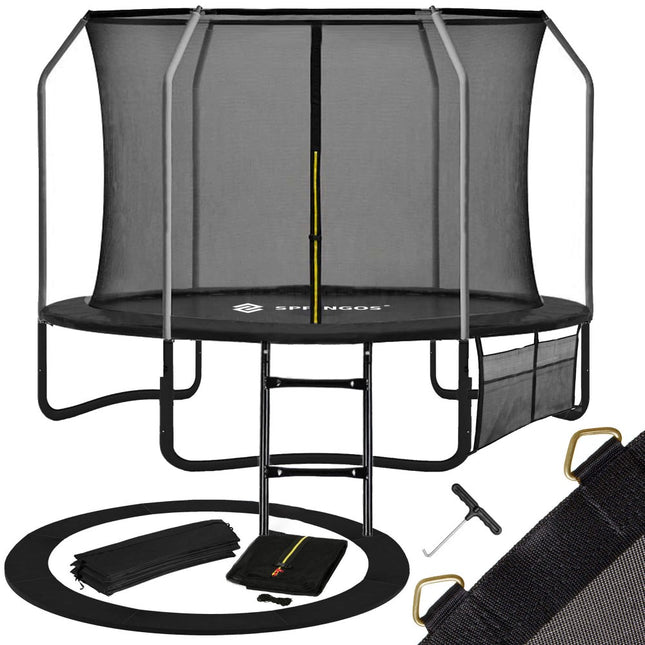 Trampoline | Trampoline met Binnen Veiligheidsnet | Tuin | 305 tot 312 cm | Zwart met Gele Elementen