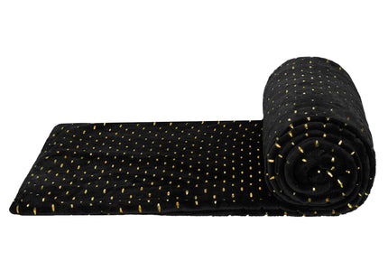 Plaid | Sprei | Deken | 220 x 200 cm | Pluche | Zwart/ Goud