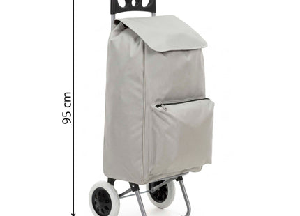 Boodschappentrolley - Boodschappenkrat - Met Twee Wielen - Grijs - Zwart - 46 L - 30 KG - 95 x 35 CM