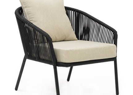 Tuinmeubelset - Loungeset - Bank - Stoelen - Tafel - Kussens - Zwart - Beige