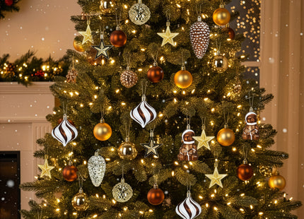Kerstballen | 47 Stuks | Bruin/Wit/Goud