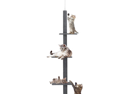 Krabpaal - 4 Etages - Voor Katten - Toren - Meubelbescherming - 42 x 26.5 x 286 cm - Grijs