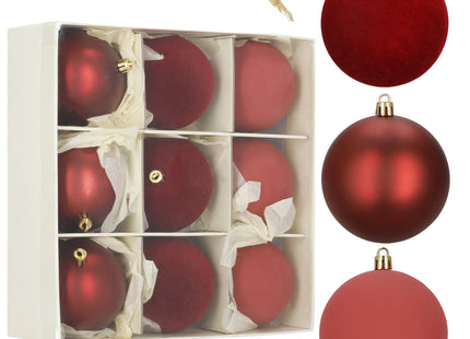 Kerstballen | 9 Stuks | 8,5 cm | Rood