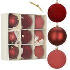 Kerstballen | 9 Stuks | 8,5 cm | Rood