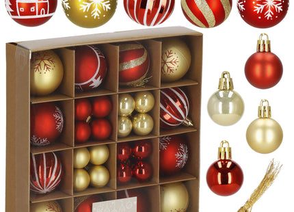 Kerstballen | 42 Stuks | 3/4/5/6 cm | Rood/Goud