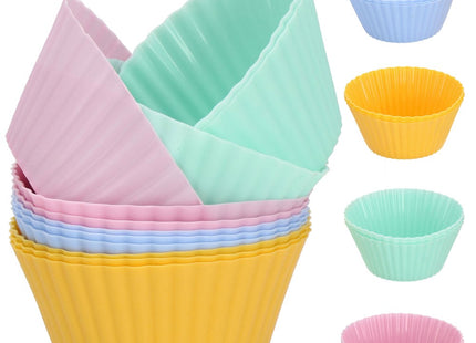 Cupcake Vormpjes | Siliconen Bakvormen | 12 Stuks | Multicolor