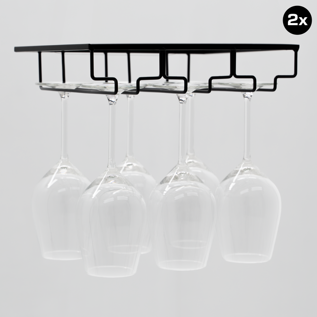 Muntel® Wijnglazenhouder -Ophangrek - Wijnrek - Wijnglashouder - 12 Stuks - Zwart
