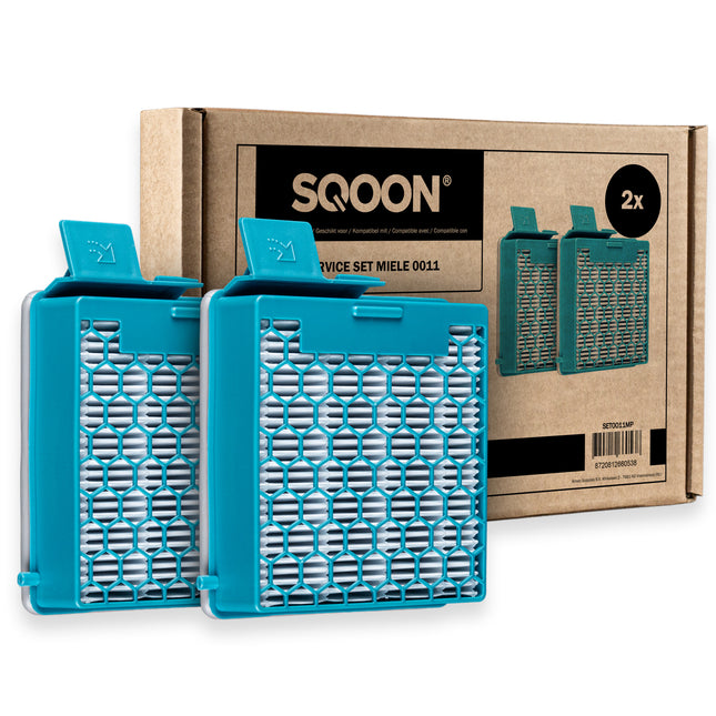 SQOON® XL Filterset geschikt voor Miele Boost CX1 stofzuiger - 2 STUKS - Gelijk aan model: SF-HY 60 - Vervangt HEPA-filter 11639240 - Voor schone en allergievrije uitblaaslucht