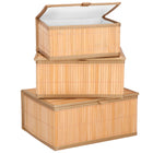 Organizer - Opberger - Gesloten - Badkamer - Cosmetica - Bamboe - Set Van 3 - Ecru