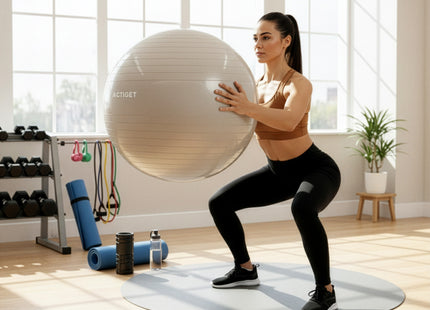 Fitnessballen - Yoga Bal - Pilates - Zwangerschap - Met Pomp - PVC - Grijs - 150 Kg - 65 Cm