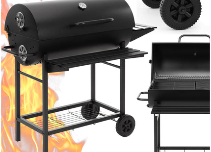 Houtskool barbecue - Op Wielen - BBQ - Asopvangbak - Thermometer - Kunststof - Staal - Zwart