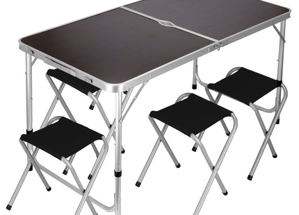 Campingtafel - Inklapbaar - Inclusief Stoelen - donkerbruin/zwart