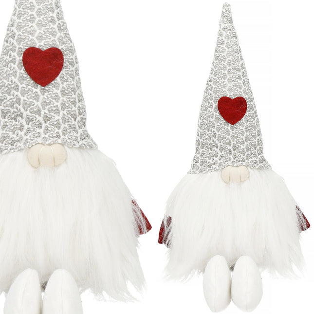 Kerstkabouter - Gnome - Gnoom - Kerstversiering - Zittend - Wit - 40 cm