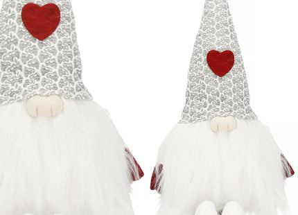 Kerstkabouter - Gnome - Gnoom - Kerstversiering - Zittend - Wit - 40 cm