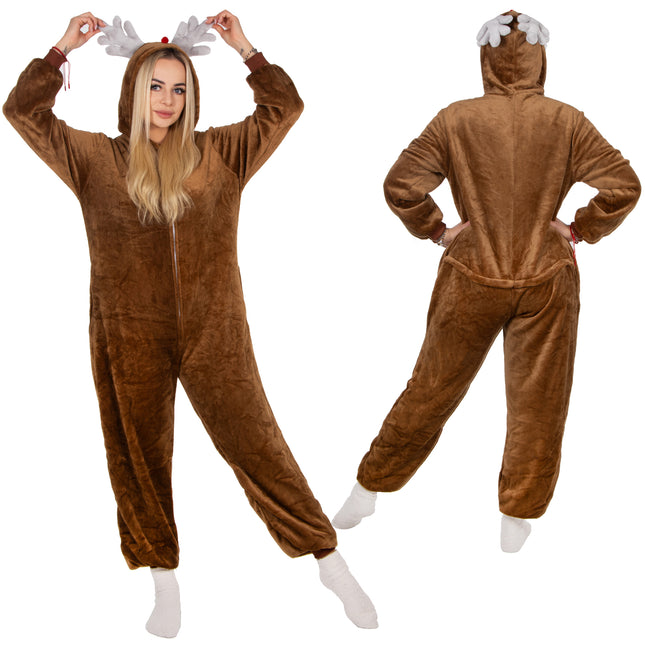 Onesie | Rendier | Maat L | Bruin