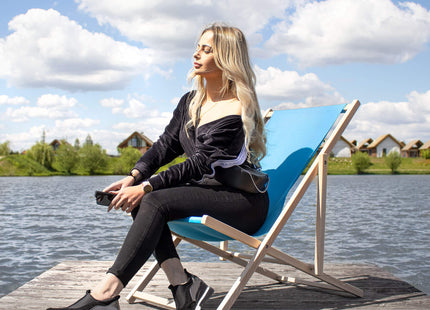 Strandstoel - Verstelbaar - Beukenhout - Hangemaakt - Blauw