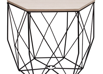 Salontafel | Salontafel Hexagoon | Bijzettafel | 1 Stuk | 40 cm | Zwart/Licht Hout