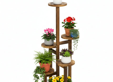 Plantenstandaard - Bloemenstandaard - Bloementrap - Hout - 6 - Laags - 87 Cm - 25 Kg