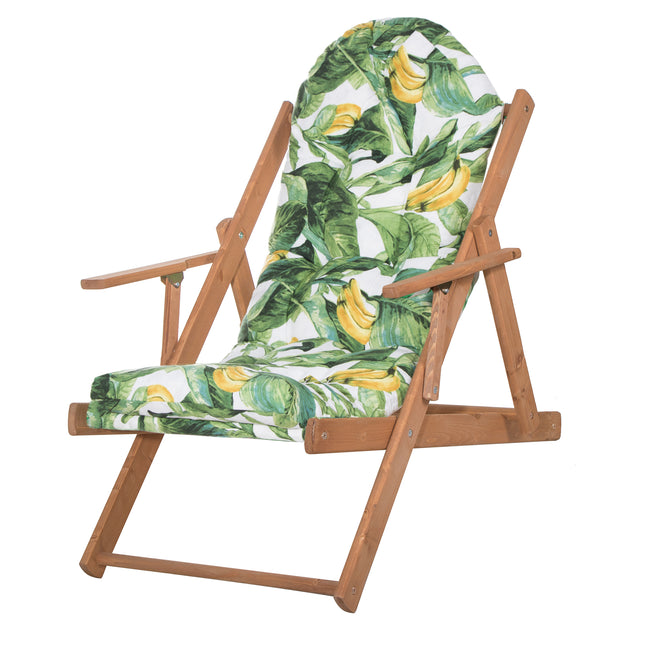 Houten Ligstoel - Ligbed - Met Kussen - Verstelbaar - Weersbestendig - Groen - Grenenhout - 90 x 71 x 103 Cm