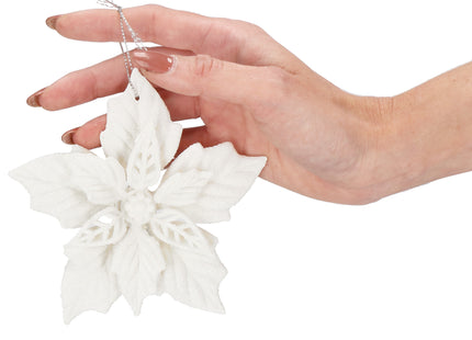 Kerstboomhanger | Ster van Bethlehem | Wit Glitter | 12 Cm