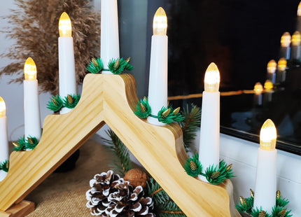 LED Kaarsenbrug | Snoer | Hout | Warm Wit