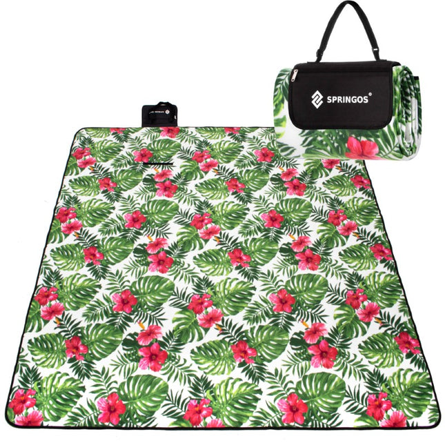 Picknickkleed | Picknickdeken | Buitenkleed | Picknick | 200 x 200 cm | Groen/Roze/Wit