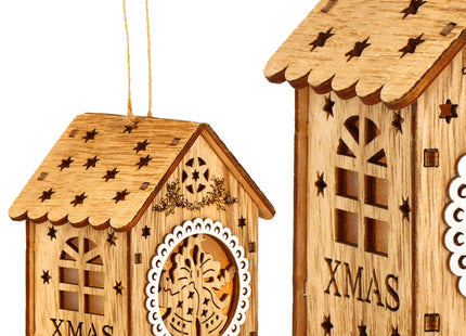 Kersthanger | Kerstversiering | Kerstboomhanger | Lichtgevend | Huis | Bel | 9 cm