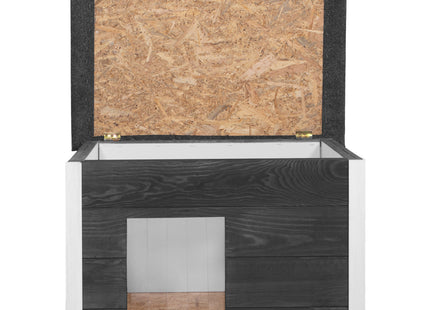 Hondenhuis - Hondenhok - Geïsoleerd - Voor Buiten - Weersbestendig - Hout - Zwart - 55 x 76,5 x 48–51,5 cm