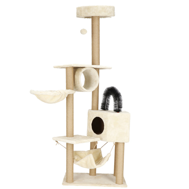 Krabpaal - 7 Etages - Voor Katten - Toren - Meubelbescherming - 58 x 37 x 154 cm - Beige