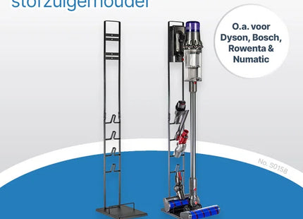 SQOON® - Universele Stofzuiger Standaard voor o.a. Dyson V7, V8, V10, V11, V12, V15 | Ook geschikt voor andere merken zoals AEG, Rowenta, Samsung, Bosch, | Inclusief accessoires' houders