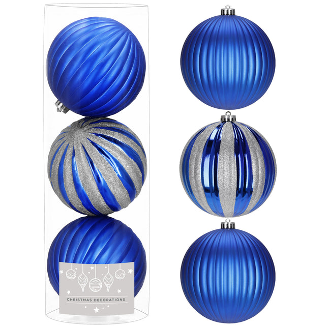 Kerstballen | 3 Stuks | 15 cm | Blauw | Zilver