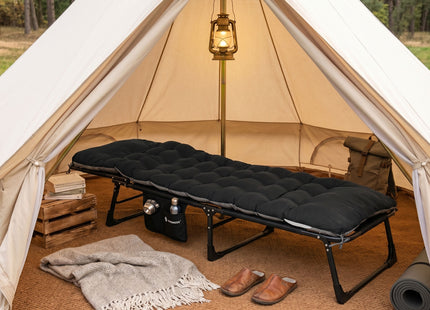 Campingbed | Campingstoel | Kampeerstoel | Verstelbaar | Vouwstoel | Visstoel | Inklapbaar | Zwart/Grijs | 120 Kg | 175 x 57 x 70 Cm