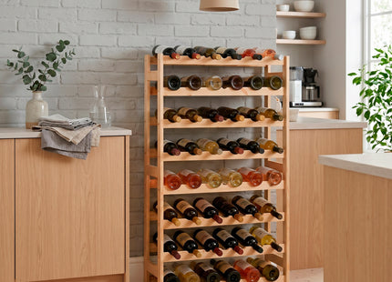 Wijnrek - Wijnrek voor 56 Flessen - Glazenrek - 53 x 25 x 53 Cm - 115 KG - Grenenhout
