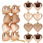 Kerstballen | Rose Goud | Hartjes | 8 Stuks | 7 Cm