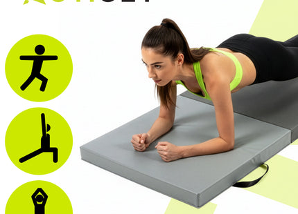 Fitnessmat | 3 Delig | 180 x 60 x 5.5 cm | Zwart/Grijs