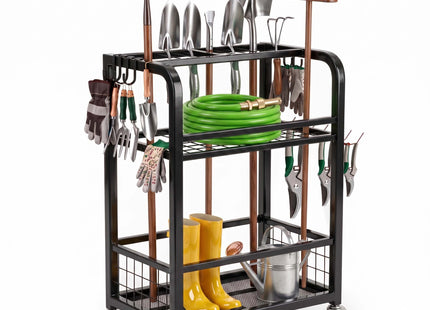 Tuingereedschapswagen - Tuingereedschapshouder -  Op Wielen - 3 Laags - 96 Cm - Staal - 80 Kg