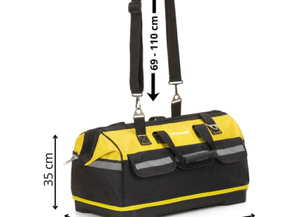 Gereedschapstas - Werkplaatstas - Gereedschapsorganizer - Vakken - Zwart/Geel - 49x27x35 cm - 45 Liter