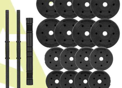 Dumbellset - 30 KG - Halter Verlengstuk - Verstelbaar - Complete Set - Thuis Sporten - Zwart