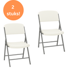 Klapstoel - Vouwstoel - Kampeerstoel - Opvouwbaar - Stoel - Kunststof - Waterbestendig - Wit - Grijs - Voor Binnen en Buiten - 2 Stuks