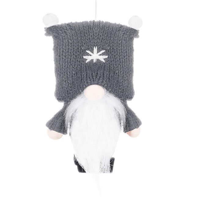 Kerstkabouter -  Kersthanger - Kerstdwerg - Kerstversiering - Grijs - 8 cm
