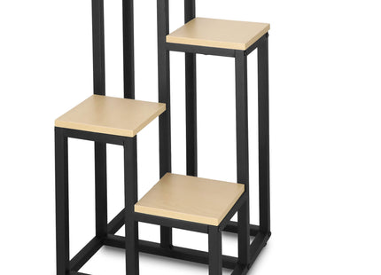 Plantenrek | Plantenstandaard | Plantentrap | 4 Niveaus | Hout | Zwart