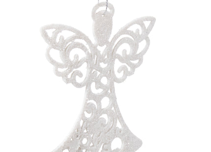 Kersthanger | Engel | Kerstboomhanger | Wit | Glitters | Kunststof | 10 cm | 3 Stuks