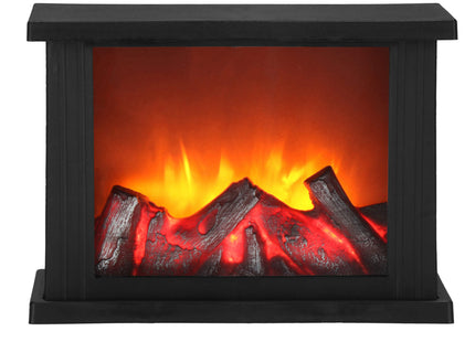 Open Haard - Kachel - Verwarming - Decoratieve Verlichting - Baterijen - USB LED - 27,5 x 19,5 x 12 cm - Zwart