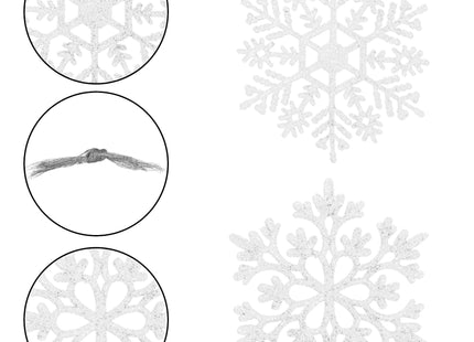 Kerstversiering | Kerstdecoratie voor binnen | Kersthanger | Sneeuwvlokken | Kunststof | 12 Stuks | 9/10 cm