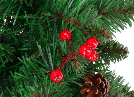Kerstslinger | 110 cm | Dennenappels | Lijsterbes | Groen