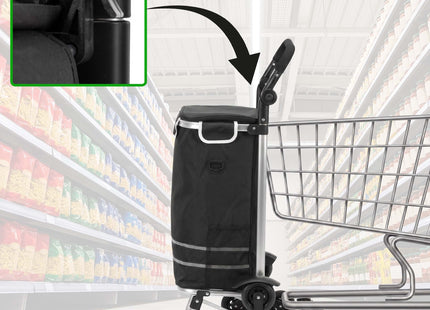 Boodschappentrolley - Boodschappenkrat - Met Twee Wielen - Grijs - Zwart - 42 L - 30 KG - 101 x 45 CM