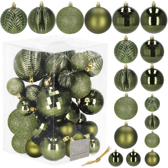 Kerstballen | 33 Stuks | 8/6/4 cm | Groen