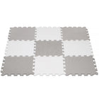 Speelmat | Speelmat Foam | Puzzelmat | 9 Puzzelstukken | 95,5 x 95,5 cm | Grijs/Wit