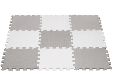 Speelmat | Speelmat Foam | Puzzelmat | 9 Puzzelstukken | 95,5 x 95,5 cm | Grijs/Wit